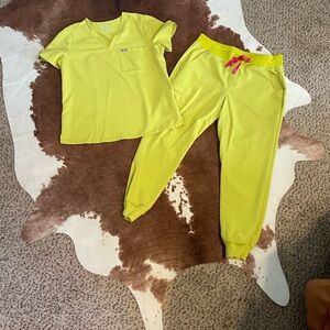 Figs Lime Green Scrub Set